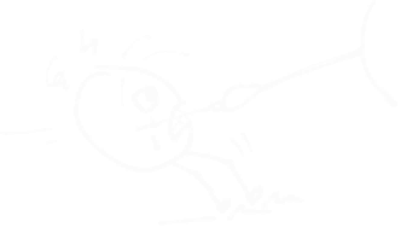 Streckgubbe som blir släpad och spjärnar emot med fötterna. Känslorna ilska, sorg och förvirring blandas.